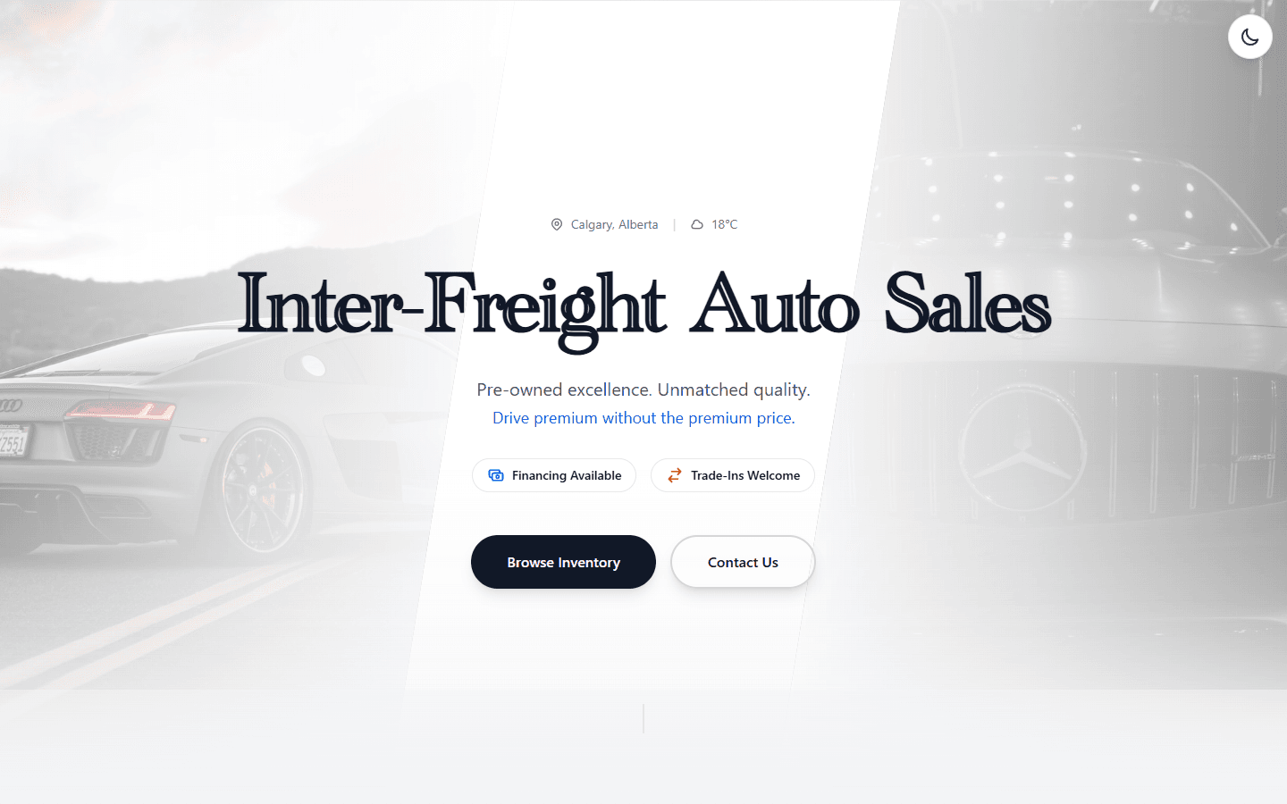 Inter-Freight Auto Sales homepage, built by AHMXD